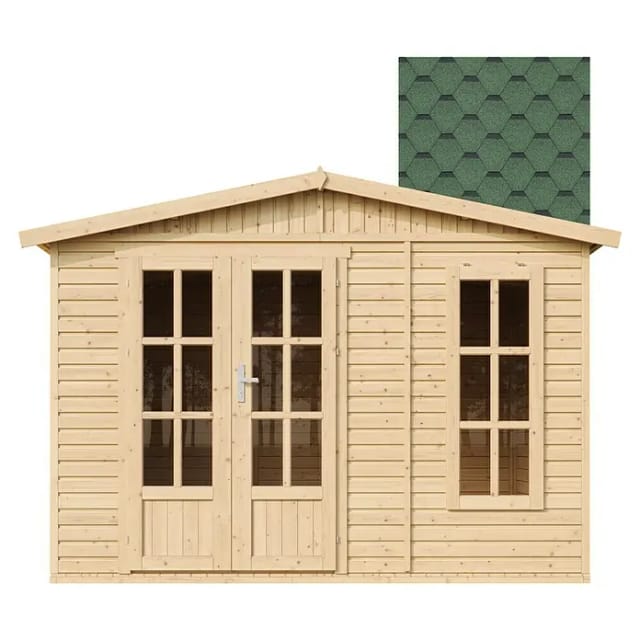 Timbela Gartenhaus Holz M334FB+H334FBGREEN 6,03 m² Dachziegel Grün mit Boden