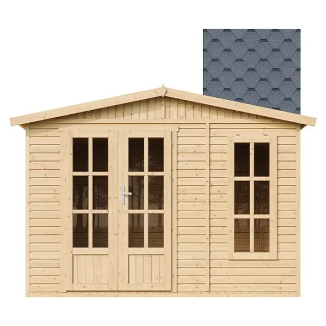 Timbela Gartenhaus Holz M334FB+H334FBGREY 6,03 m² Dachziegel Grau mit Boden
