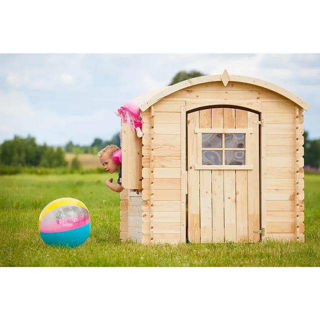 Timbela Kinderspielhaus aus Holz M505-1 1,1 m² ohne Boden und geschwungenes Dach