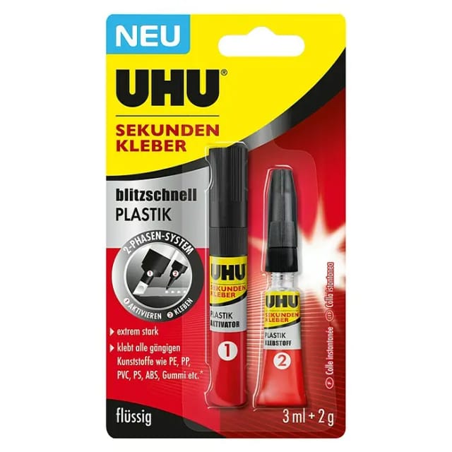 UHU Sekundekleber Plastik 2g + 3 ml