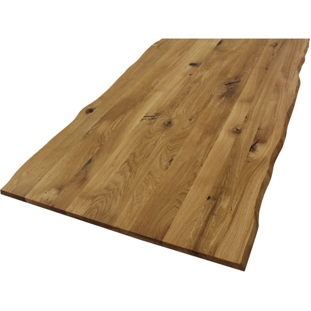 Massivholz Tischplatte Wildeiche mit Baumkante, geölt 180 x 80 x 2,8 cm FSC®