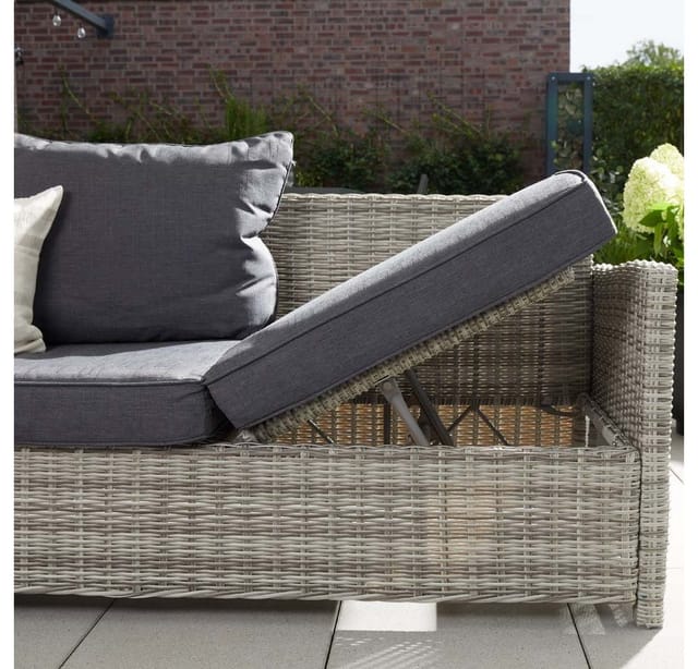 Home Deluxe Gartenmöbel-Set Bahia 6-tlg. Polyrattan Grau inkl. Abdeckung