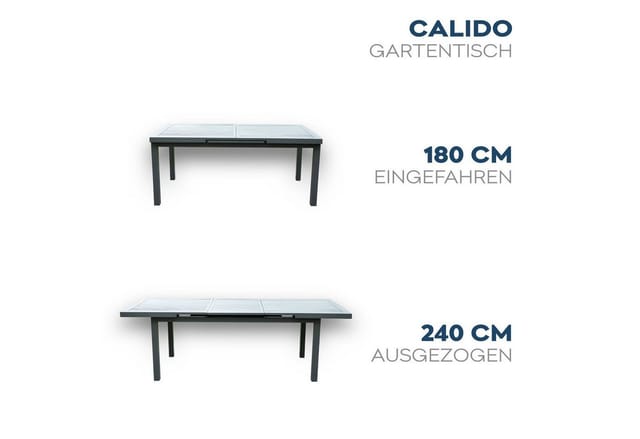 Home Deluxe Gartenmöbel-Set Calido Madera 11-tlg. Anthrazit mit Ausziehtisch