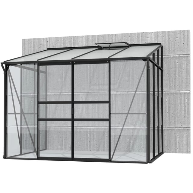 Vitavia Anlehn-Gewächshaus Ida 5200 ESG/HKP Schwarz 262,1 x 220,8 x 201,4 cm
