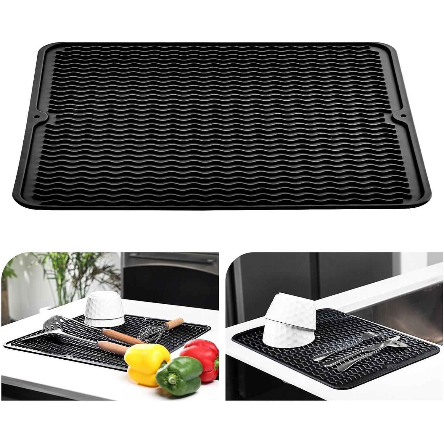 Abtropfmatte Silikon Spülmatte Abtropfunterlage Spüle 40x50cm Schwarz