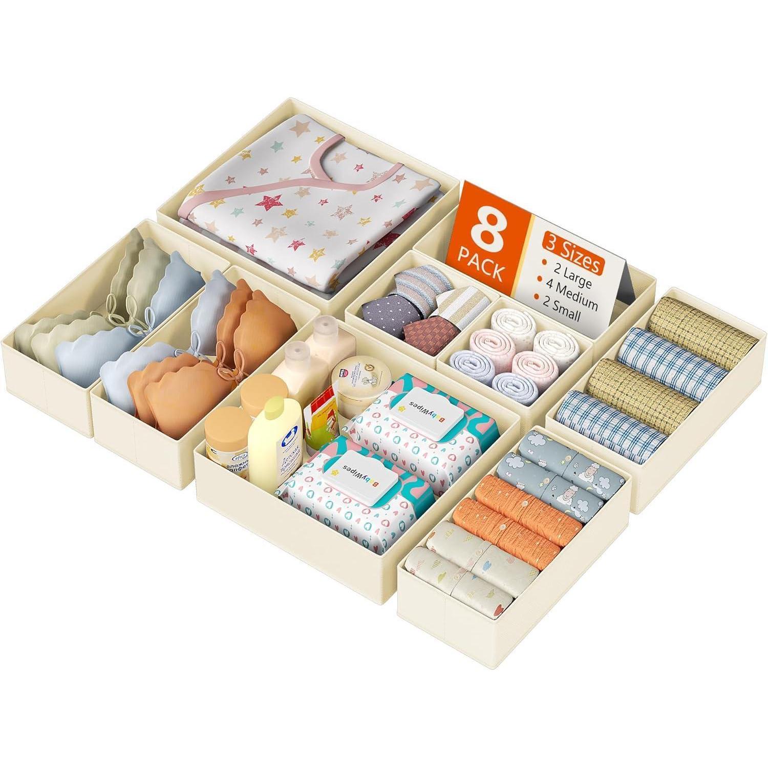 Schubladen Organizer Unterwäsche Socken Krawatten 8 Stück Beige