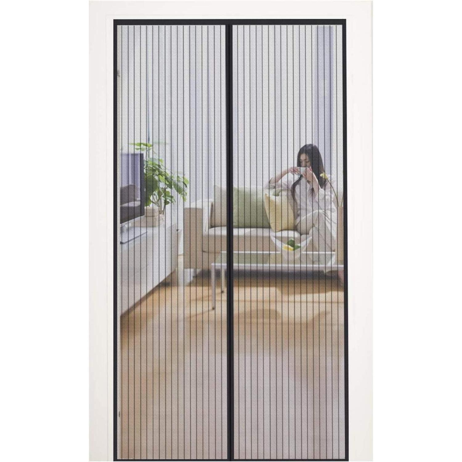 Fliegengitter Insektenschutz Magnet 80x200cm Schwarz Gestreift