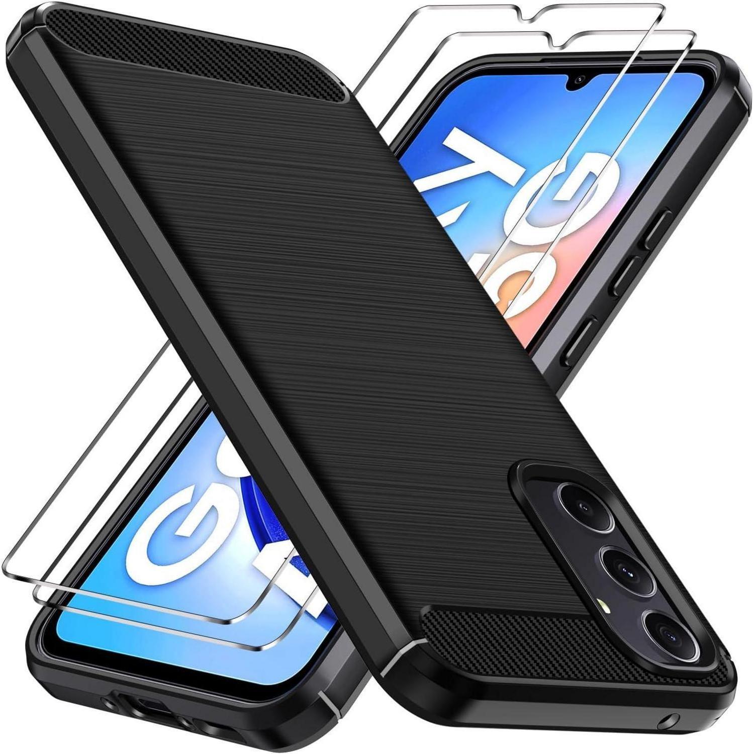 Handyhülle Panzerglas 2stück Stoßfest Samsung Galaxy A34 5g Schwarz