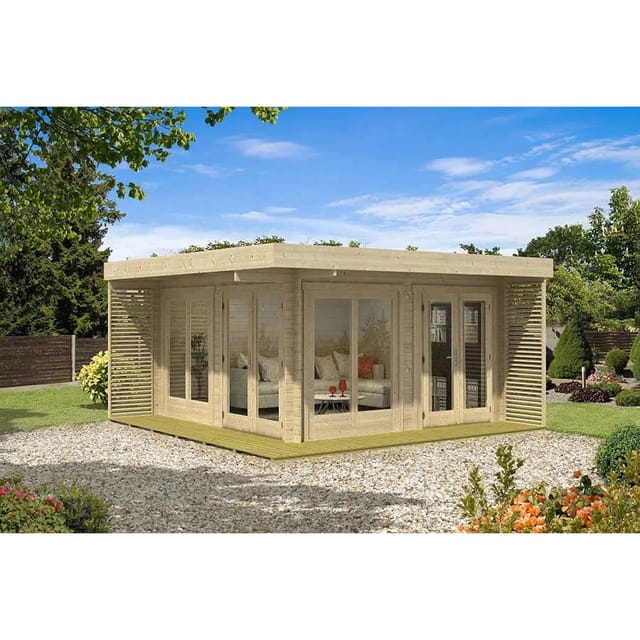 Alpholz Gartenhaus Viva A Flachdach Unbehandelt 678 cm x 480 cm