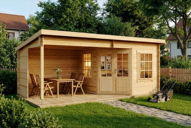 Alpholz Gartenhaus Carl-28 Pultdach Unbehandelt 622 cm x 332 cm
