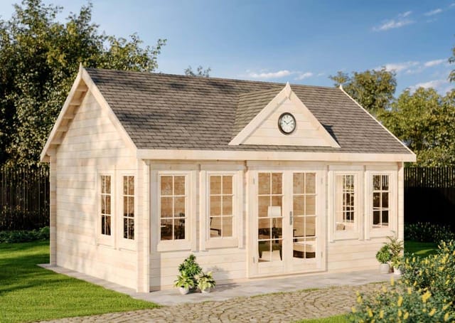 Alpholz Gartenhaus Clockhouse-XL Satteldach Unbehandelt 570 cm x 420 cm