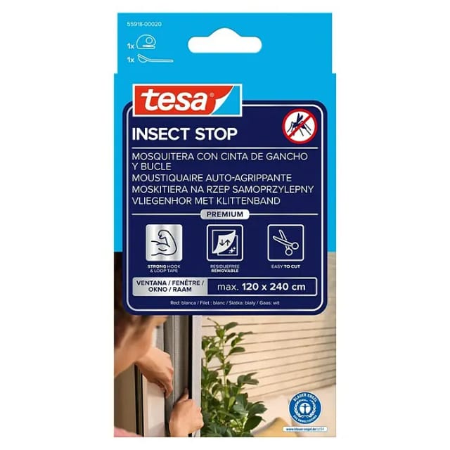 tesa® Insect Stop Klett Fliegengitter Premium Fenster weiß