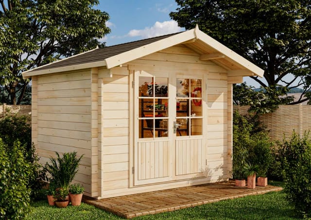 Alpholz Gartenhaus Roger-34 Satteldach Unbehandelt 320 cm x 310 cm