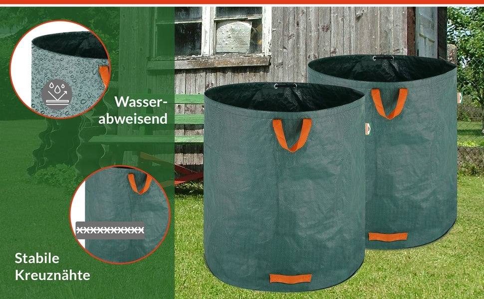 Gartenabfallsäcke, 2er-pack, 500 L Fassungsvermögen, Robuste Griffe