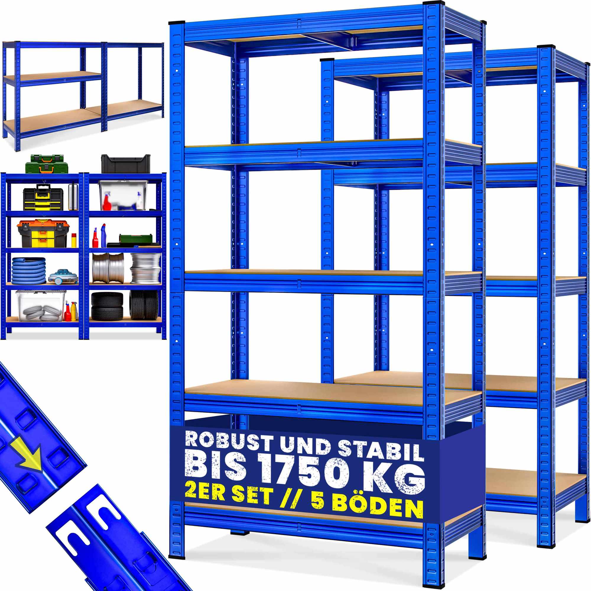 Schwerlastregal, Blau, 180 X 90 X 40 Cm, Tragkraft 875 Kg