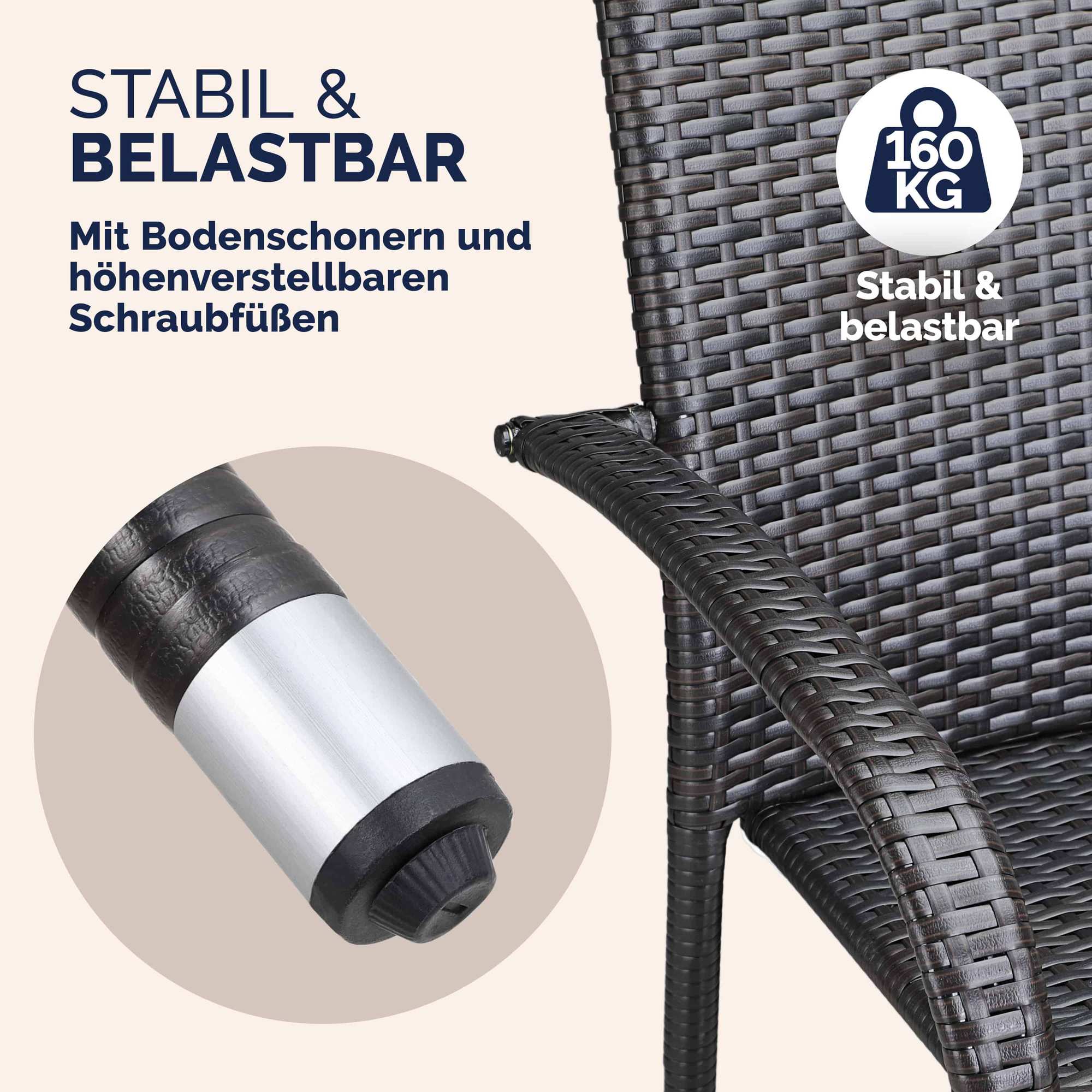 Stapelbarer Stuhl Aus Polyrattan, Komfort-set, 4-teilig, Braun