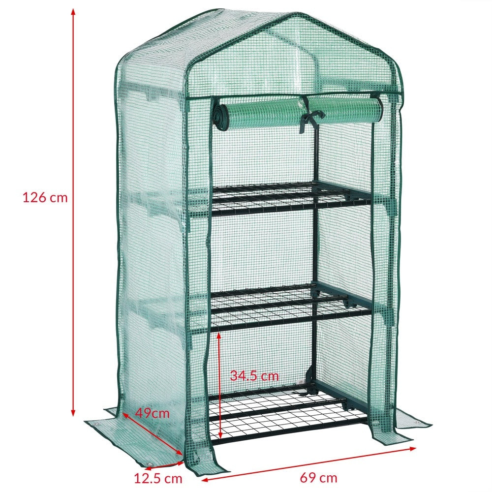 Gewächshaus 41x16x23 Fuß, 3 Ebenen, Pe-abdeckung, Stahlrahmen