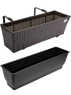 Fensterkasten-set, Polyrattan, 60 X 20 X 19 Cm, 2 Stück