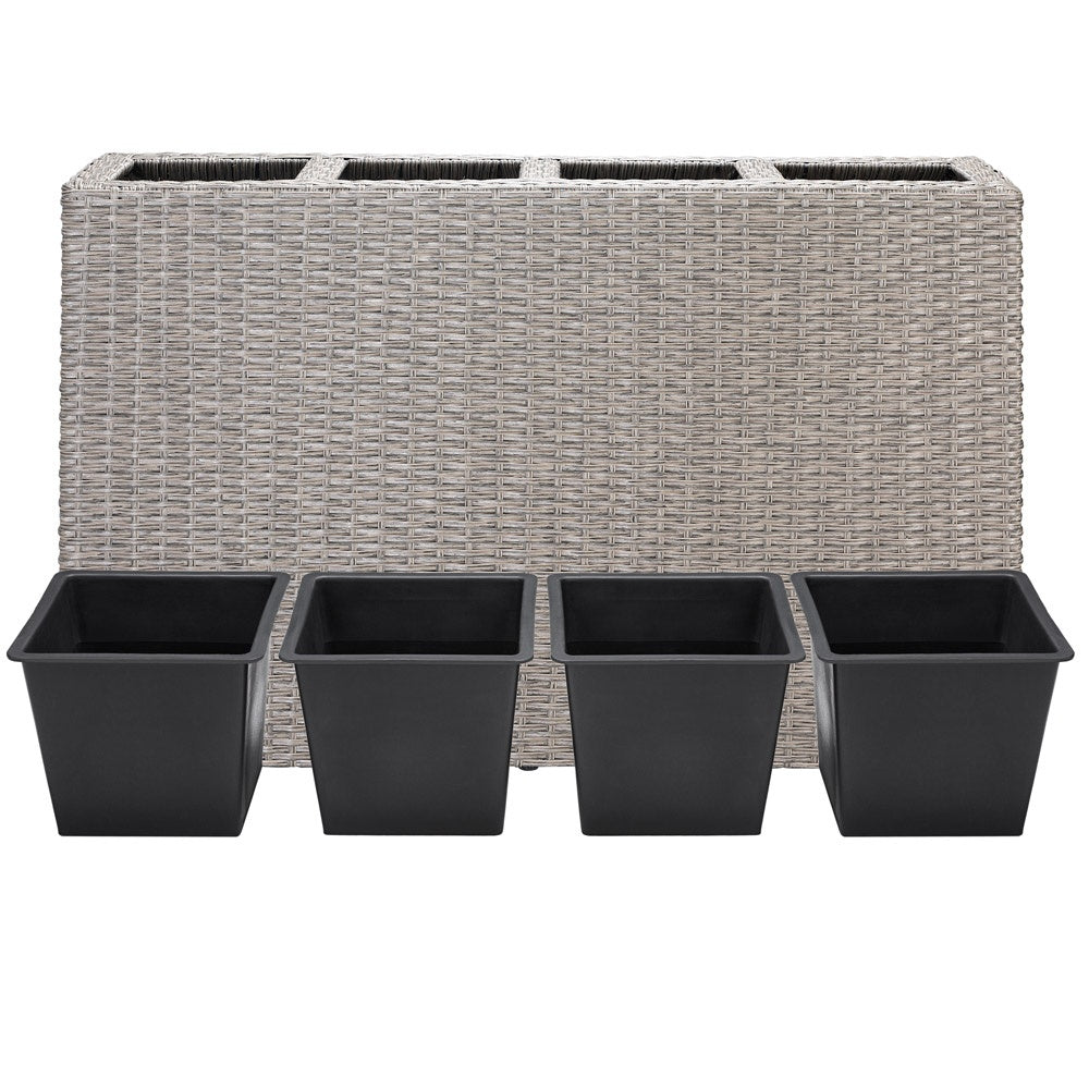 Pflanztopf-set Aus Polyrattan, Cremefarben, 95 X 27 X 60 Cm, Für Drinnen Und Draußen