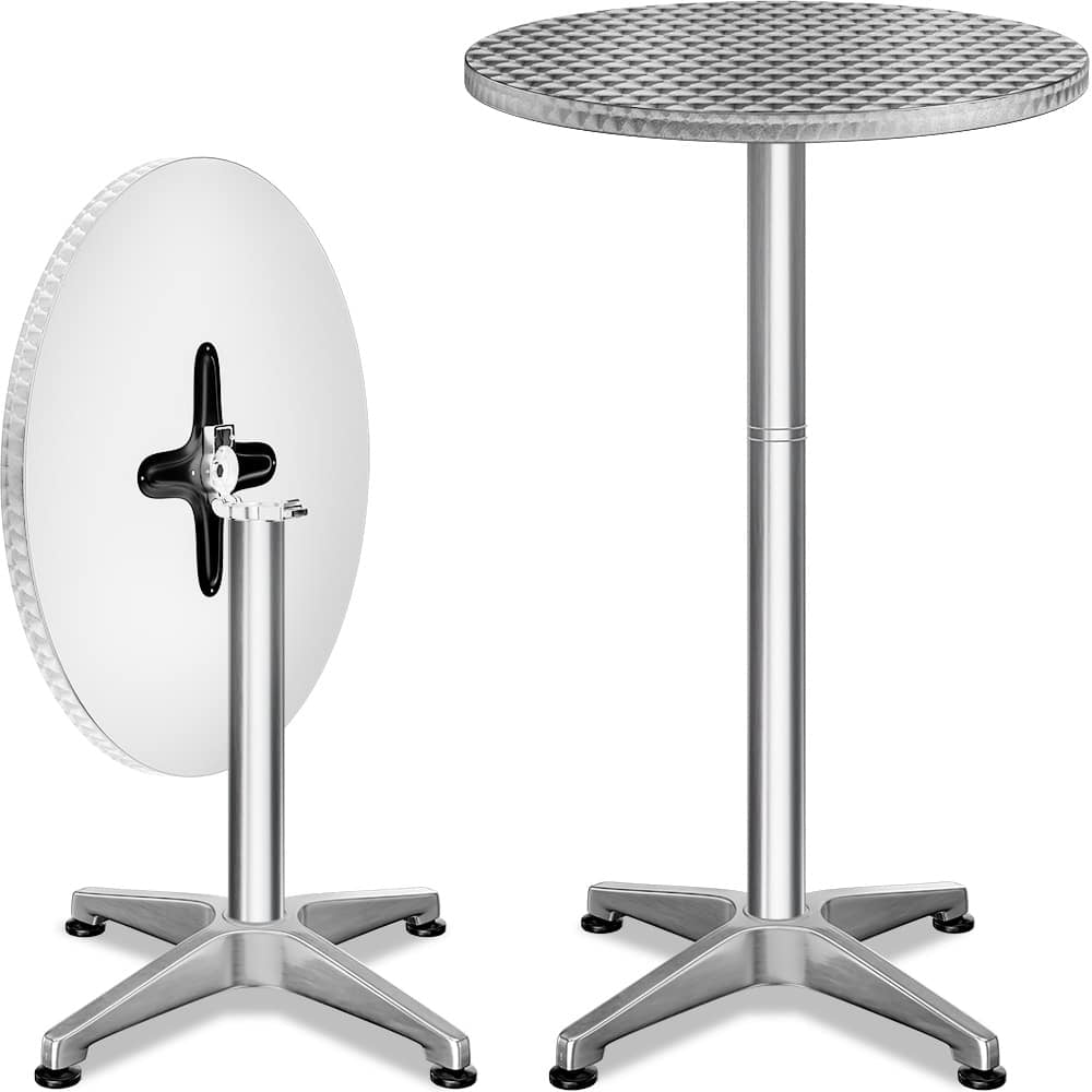 Bistrotisch-set, 2-teilig, Verstellbar Und Klappbar, Ø 60 Cm