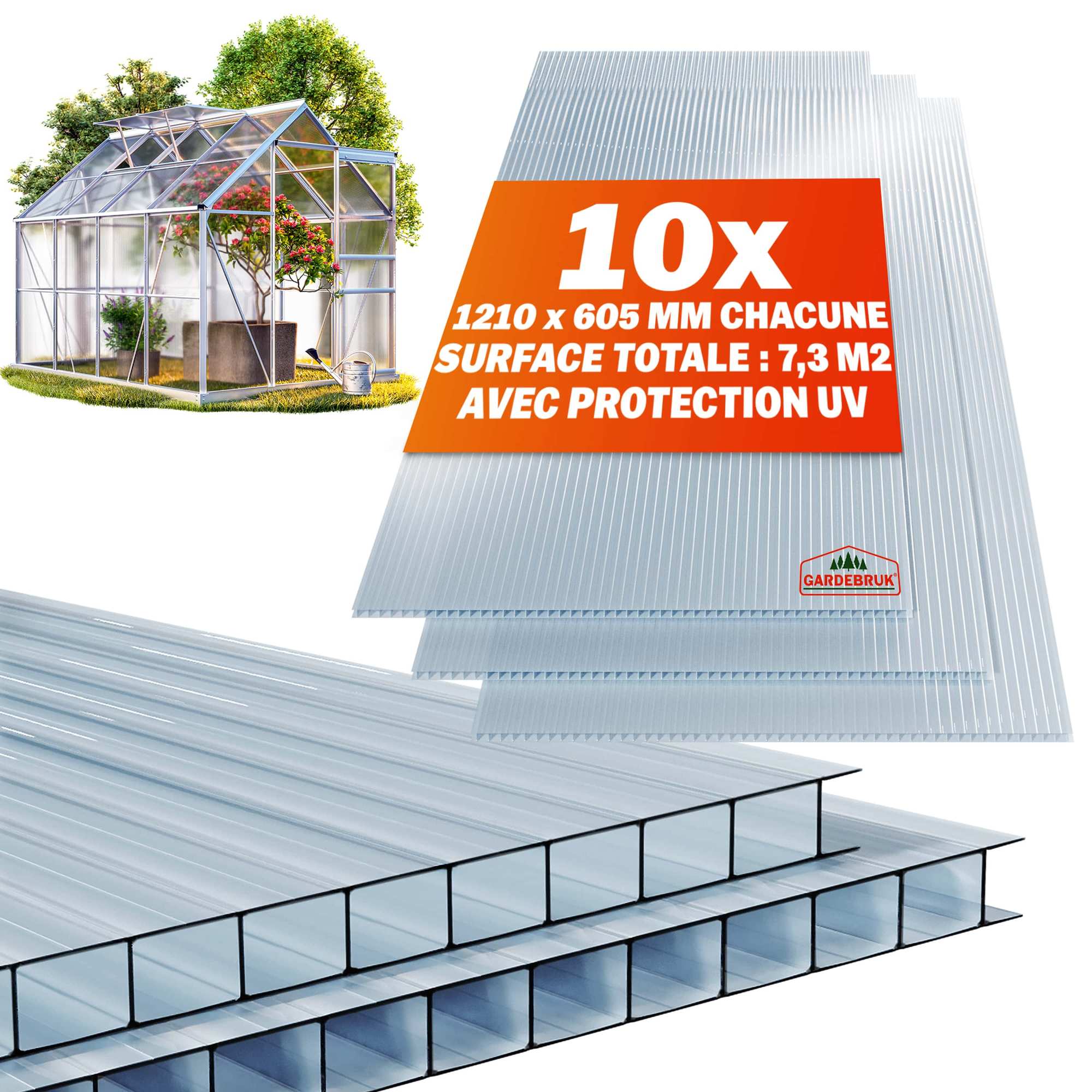 Transparente Polycarbonat-mehrwandplatten, 6 Mm, 7,32 M², 10er-set