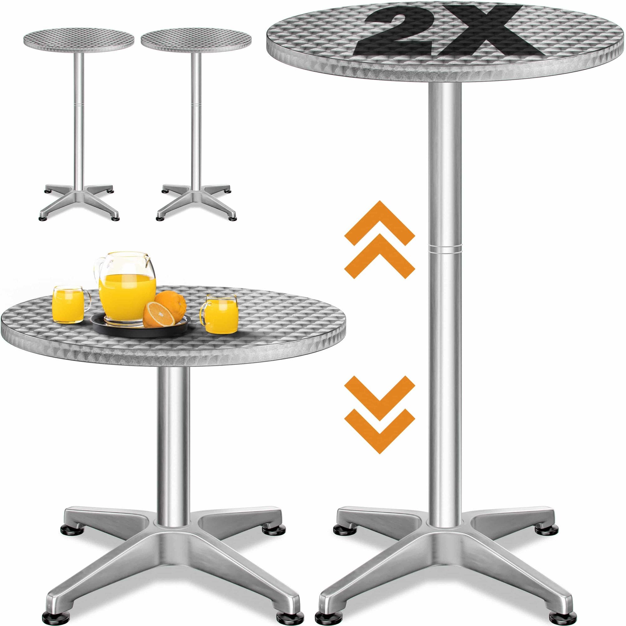 Höhenverstellbares Bistro-bartisch-set, Silber, Ø 60 Cm