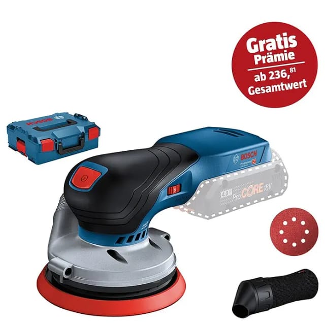 Bosch Professional Akku-Exzenterschleifer GEX 18V-125 Solo, L-Boxx, Schleifblatt