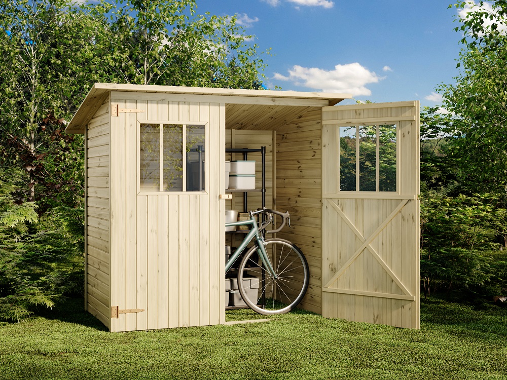 Alpholz Gartenhaus Zimowit Pultdach Unbehandelt 223 cm x 149 cm