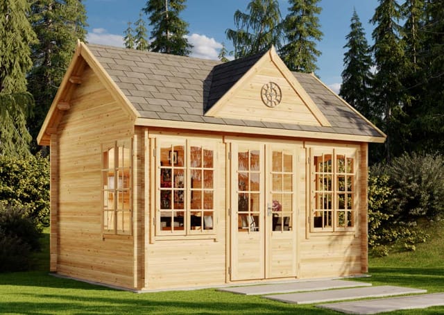 Alpholz Gartenhaus Clockhouse-44 Satteldach Unbehandelt 420 cm x 320 cm