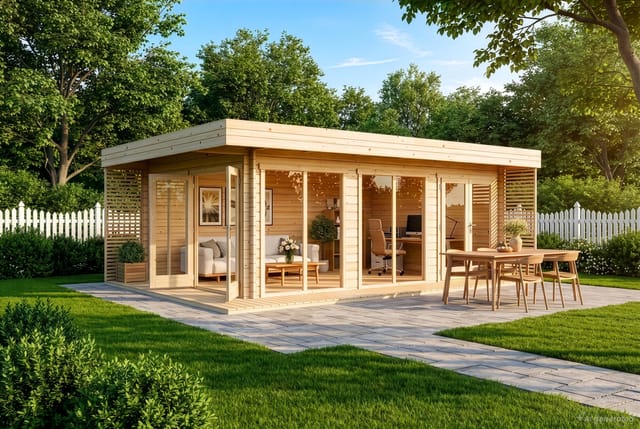 Alpholz Gartenhaus Viva B Flachdach Unbehandelt 492 cm x 668 cm
