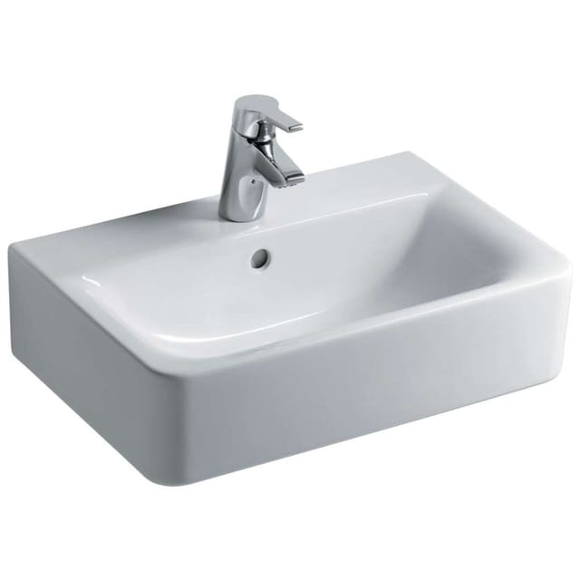 Ideal Standard Waschtisch Connect Cube 55 x 37,5 cm 1 Hahnloch mit Überlauf Weiß