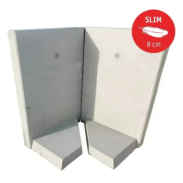 Diephaus L-Stein Ecke bewehrt Grau 90° 105 x 100 x 100 x 8 cm 2-teilig