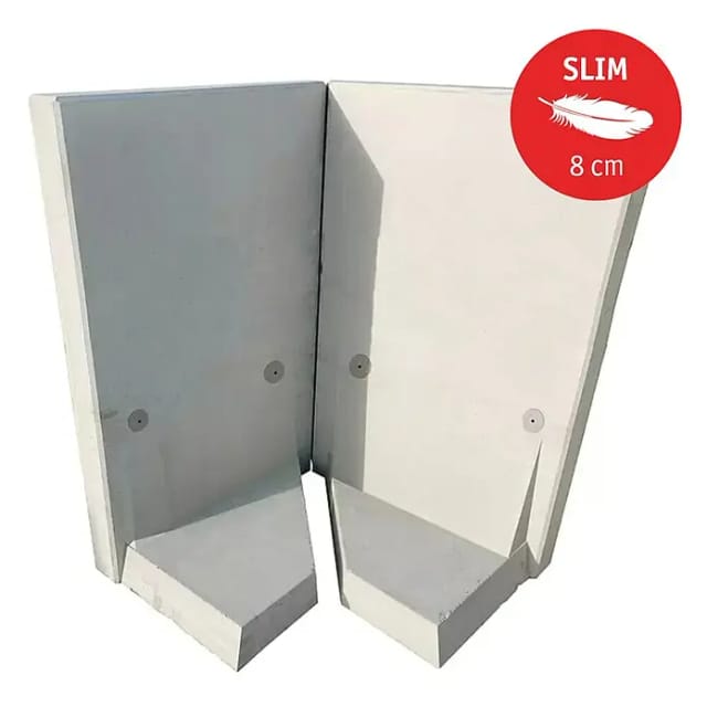 Diephaus L-Stein Ecke bewehrt Grau 90° 180 x 100 x 100 x 8 cm 2-teilig