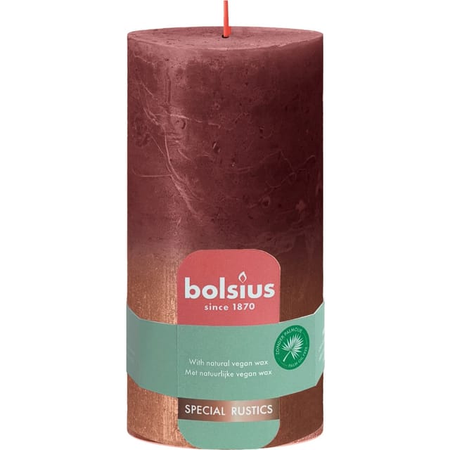 Bolsius Stumpenkerze Rustik Sunset 130/68 mm Samtrot-Kupfer