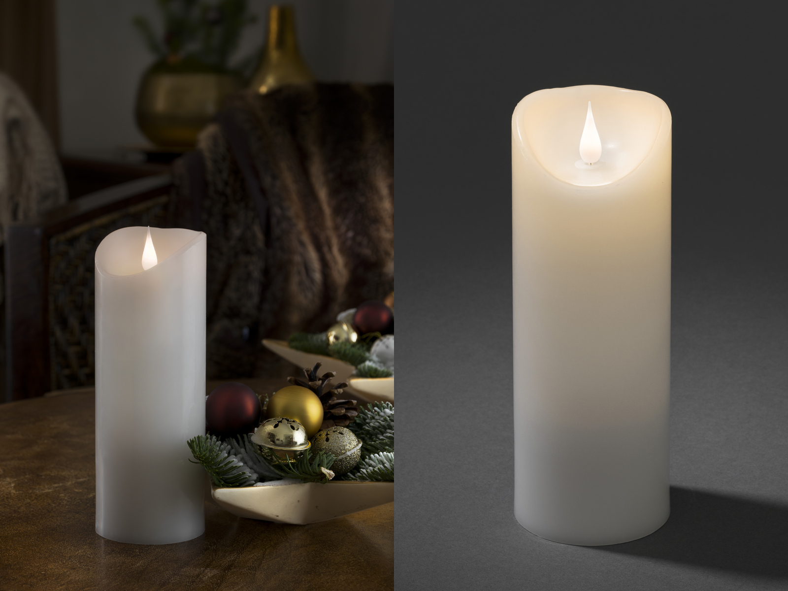 Konstsmide LED Echwachskerze 3D Flamme Höhe 20,5 cm Timer