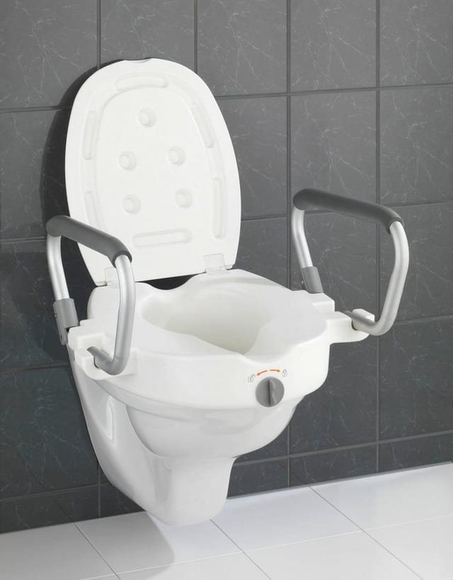 Wenko WC-Sitzerhöhung Secura mit Stützgriffen 130 kg Tragkraft Weiß