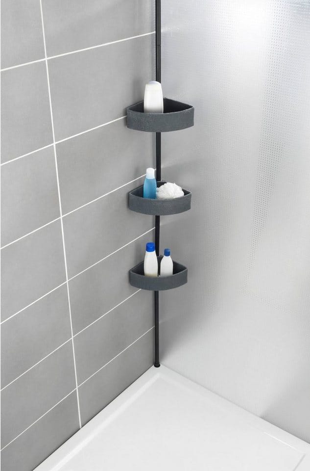 Wenko Teleskop-Eckregal Villata mit 3 Körben 28 x 20,5 x 275 cm Schwarz-Grau