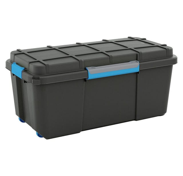Aufbewahrungsbox Scuba L mit Silikonring im Deckel und 4 Rollen Schwarz