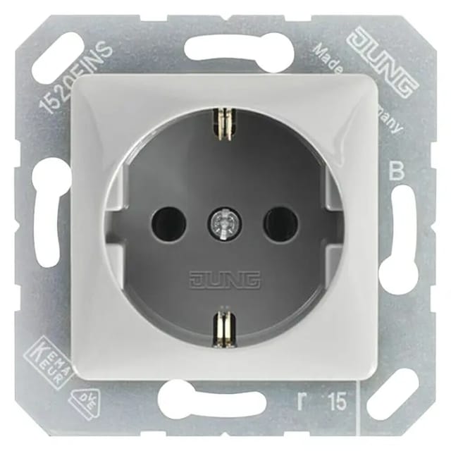 Jung Steckdose 50 mm x 50 mm für Klappdeckel Serie CD Platin