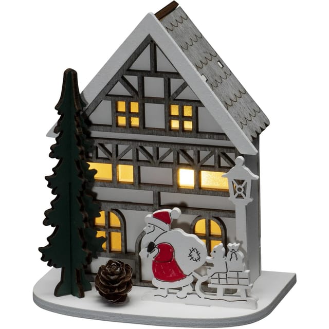 Konstsmide LED Holzsilhouette Haus Weiß 1 Warm-Weiße Diode