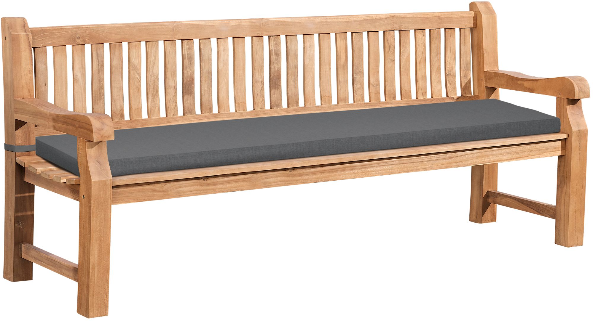 Gartenbank Teakholz Daxon Mit Sitzkissen Dunkelgrau 220 Cm