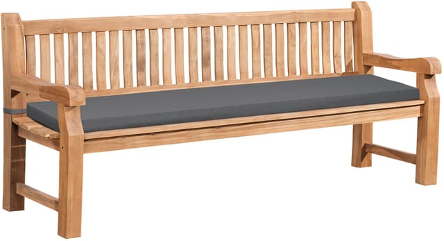 Gartenbank Teakholz Daxon Mit Sitzkissen Dunkelgrau 220 Cm