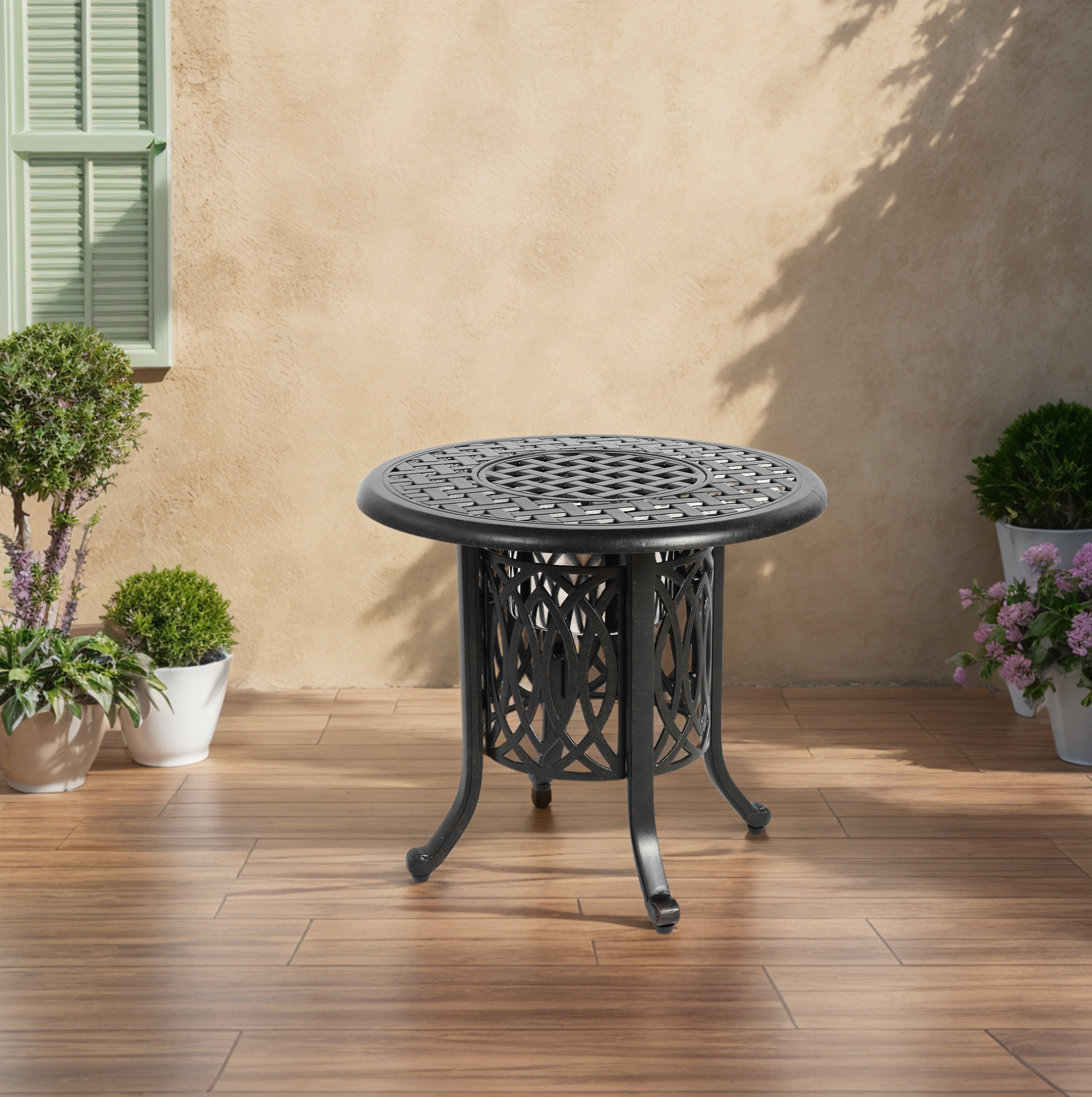 Beistelltisch 55x55x49 Cm Bronze Aluminium Mit Integriertem Eiseimer