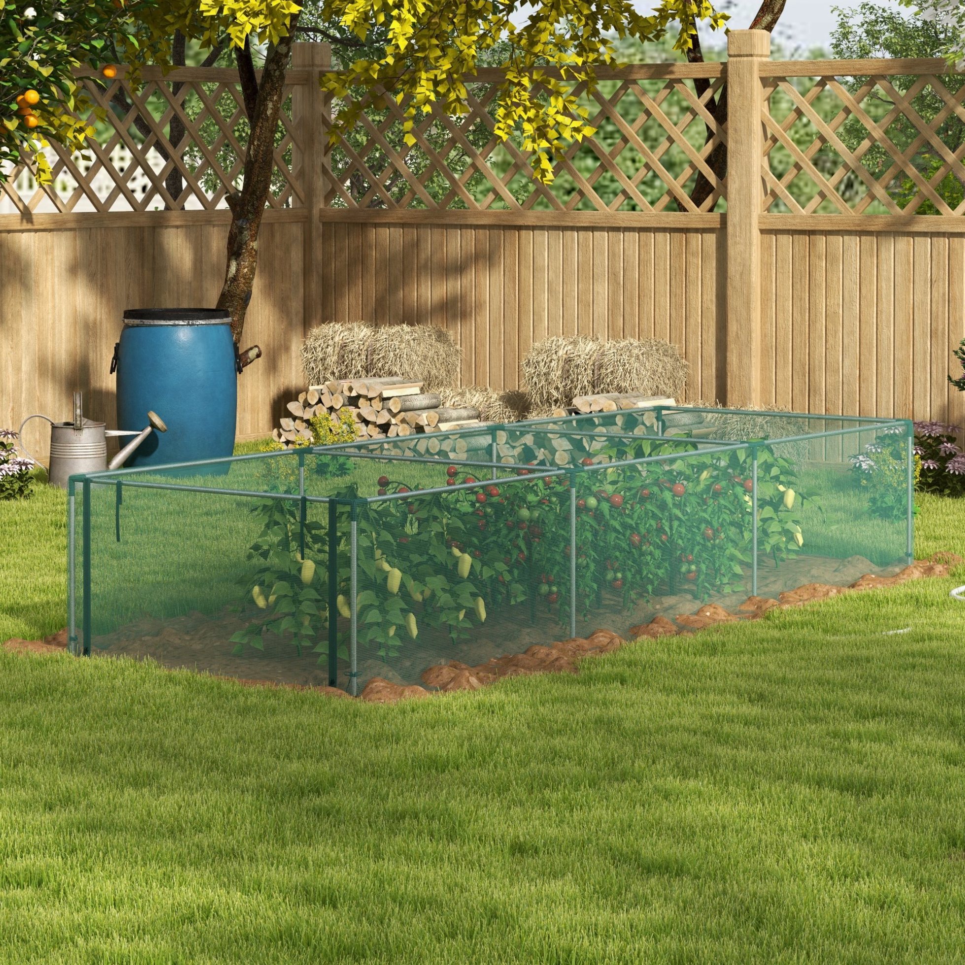 Pflanzenschutznetz 125x373x62.5 Cm Grün Aus Hdpe Mit Stahlrahmen Und Reißverschlusstür