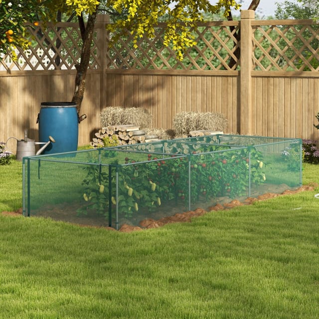 Pflanzenschutznetz 125x373x62.5 Cm Grün Aus Hdpe Mit Stahlrahmen Und Reißverschlusstür