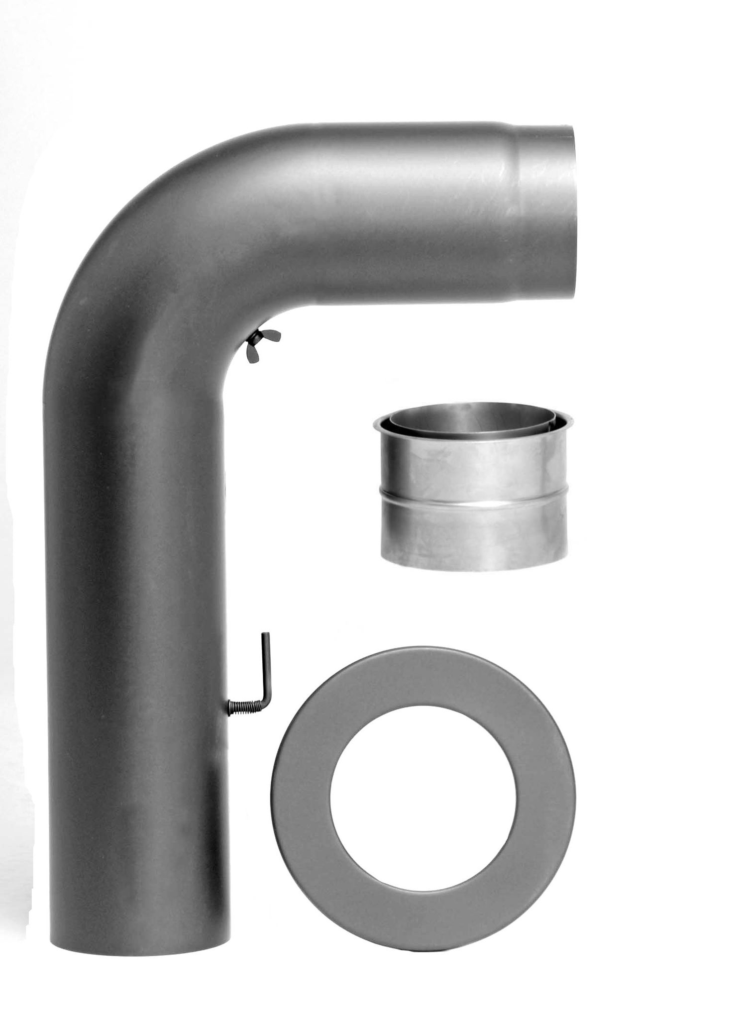 Rauchrohrset 130 Mm Ø Dunkelgrau, 3-teilig, Gezogen