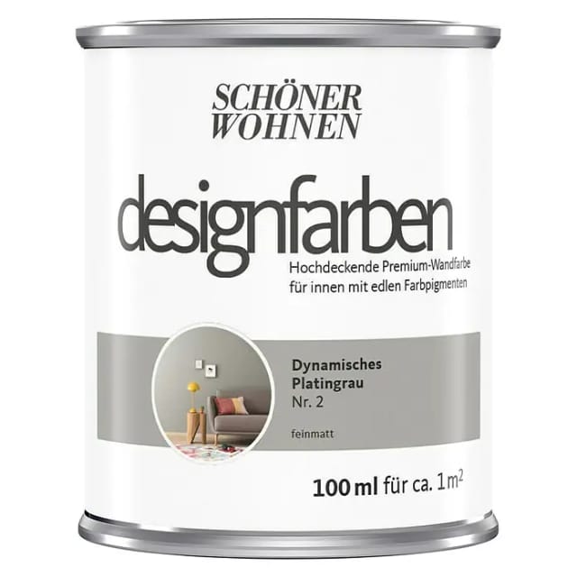 Schöner Wohnen Designfarben Dynamisches Platingrau 100 ml
