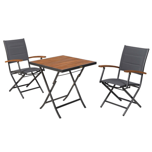 Paxos Set 3tlg Alu/akazie Klapptisch 70 X 70 Cm Cm Bild 5