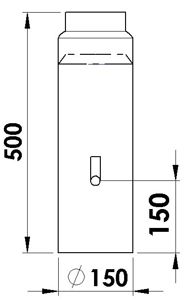 Rauchrohr 150 Mm Ø, 500 Mm Mit Kondensatring + Drosselkl.