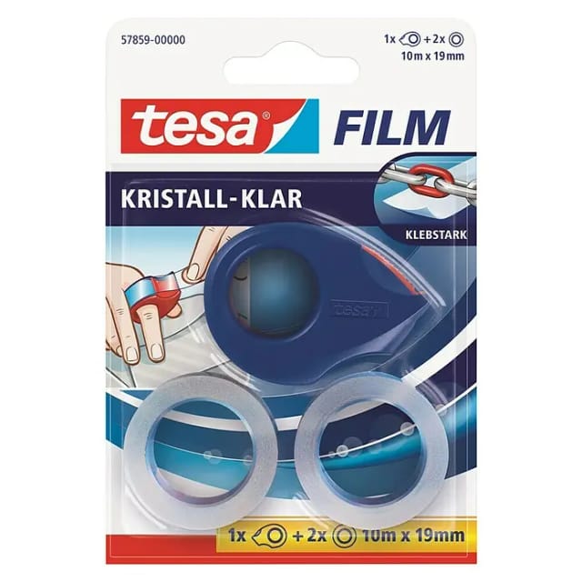 Tesa Film Kristall-Klar 2 x 10 m x 19 mm mit Mini-Abroller